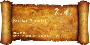 Kulka Arnold névjegykártya